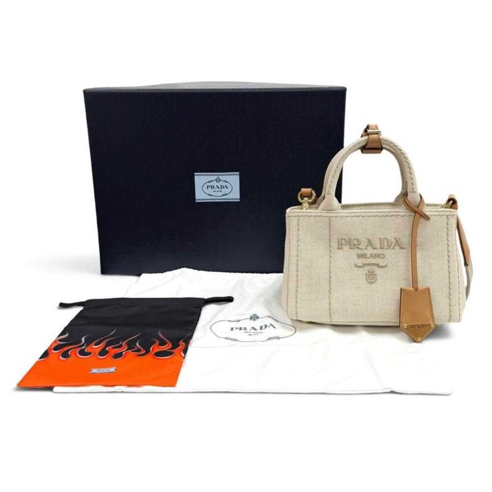 Prada Jardinire Linen Blend Handbag - Picture 3 of 10